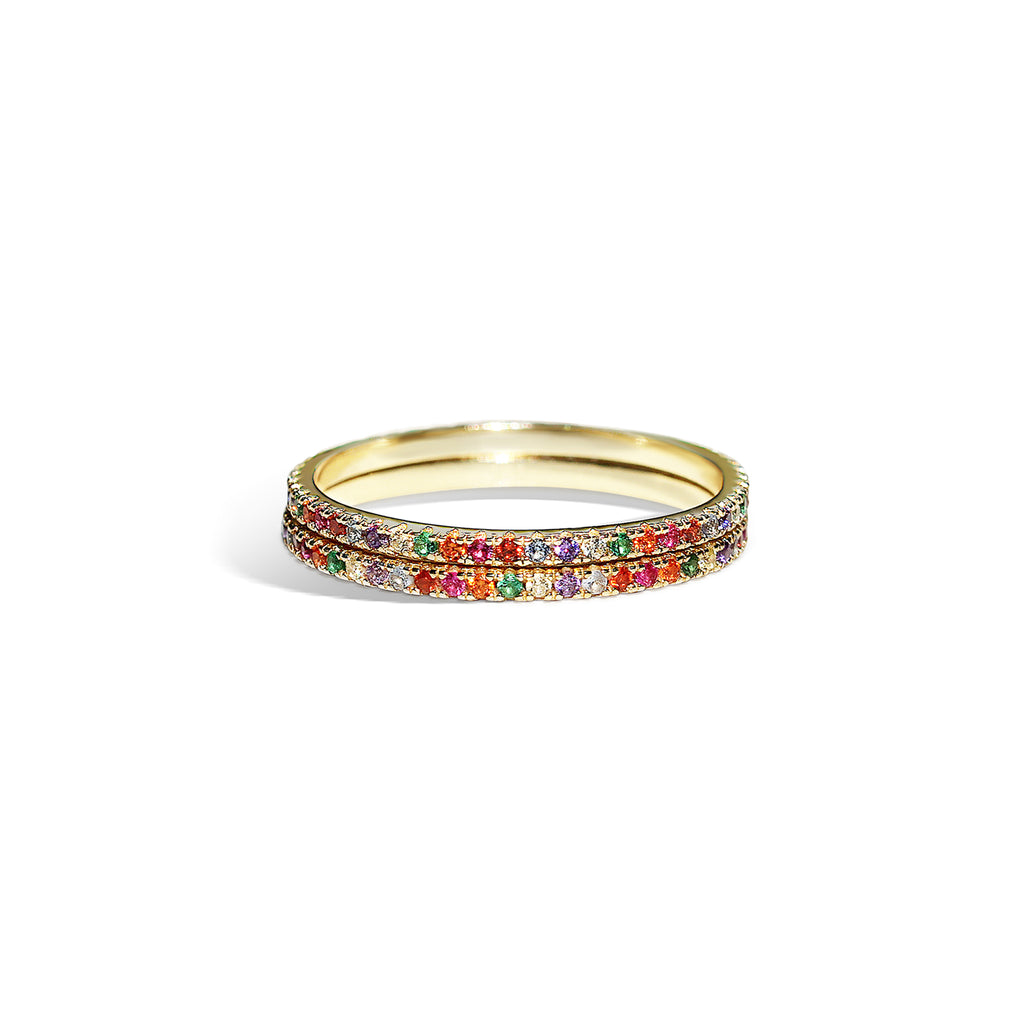 Pavé ring, eternity ring, 18k gold plated ring, 925 sterling silver ring, multicolor ring, hypoallergenic ring