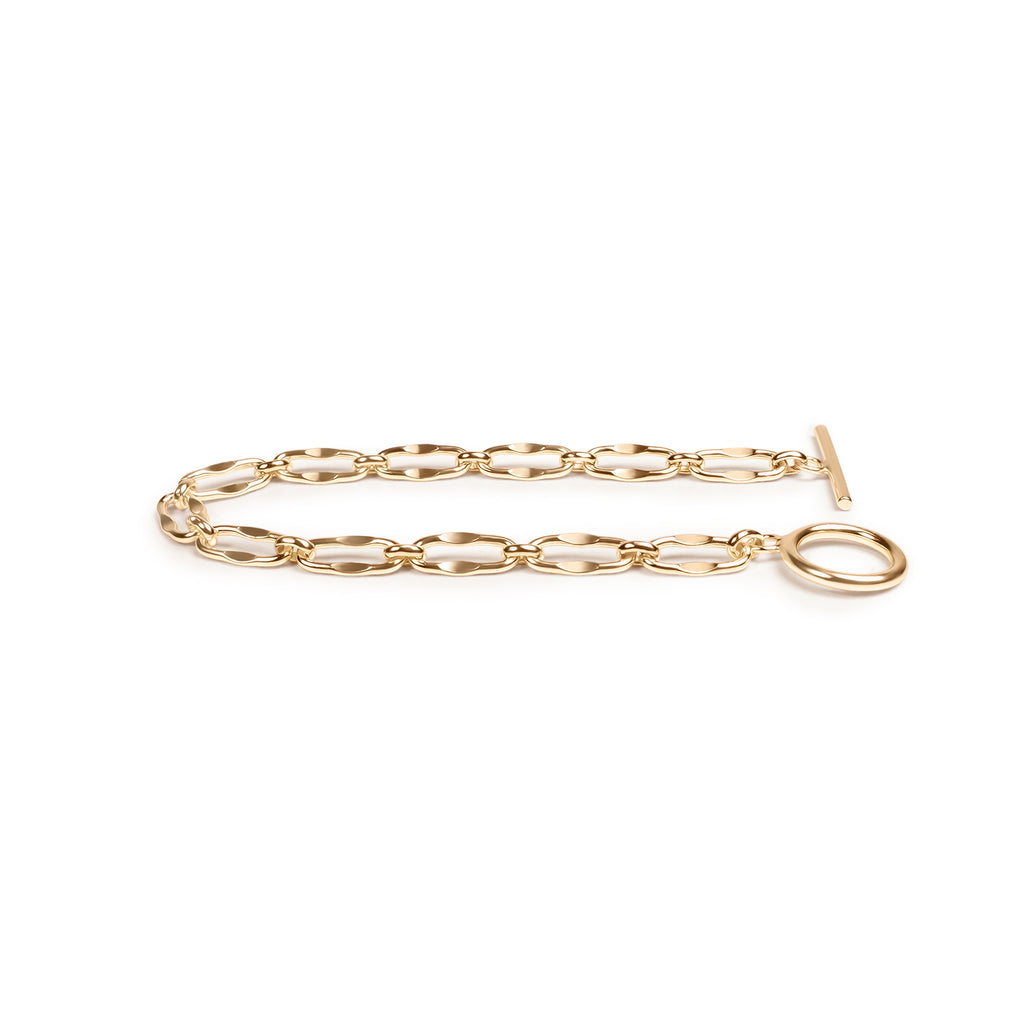 18k gold plated chain bracelet in 925 sterling silver with a toggle clasp