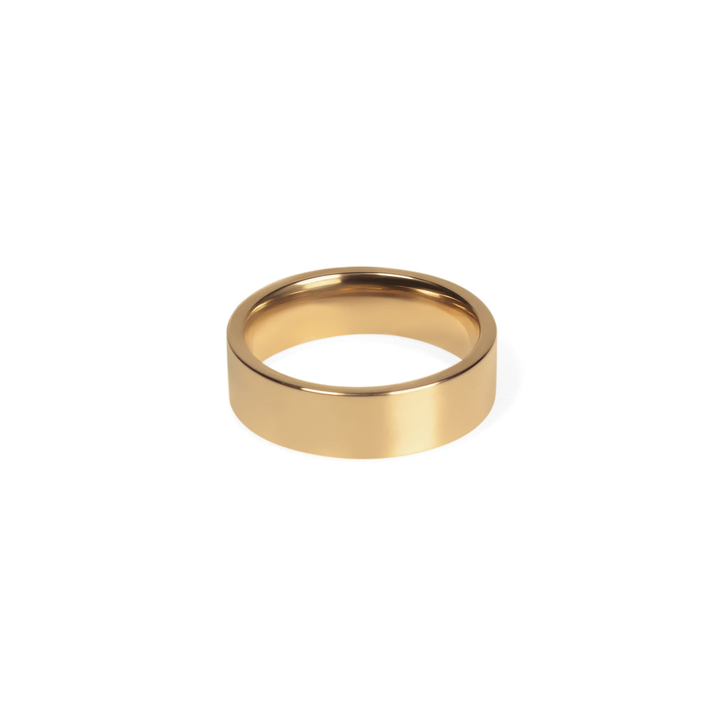 18k gold plated boyfriend band ring in stainless steel