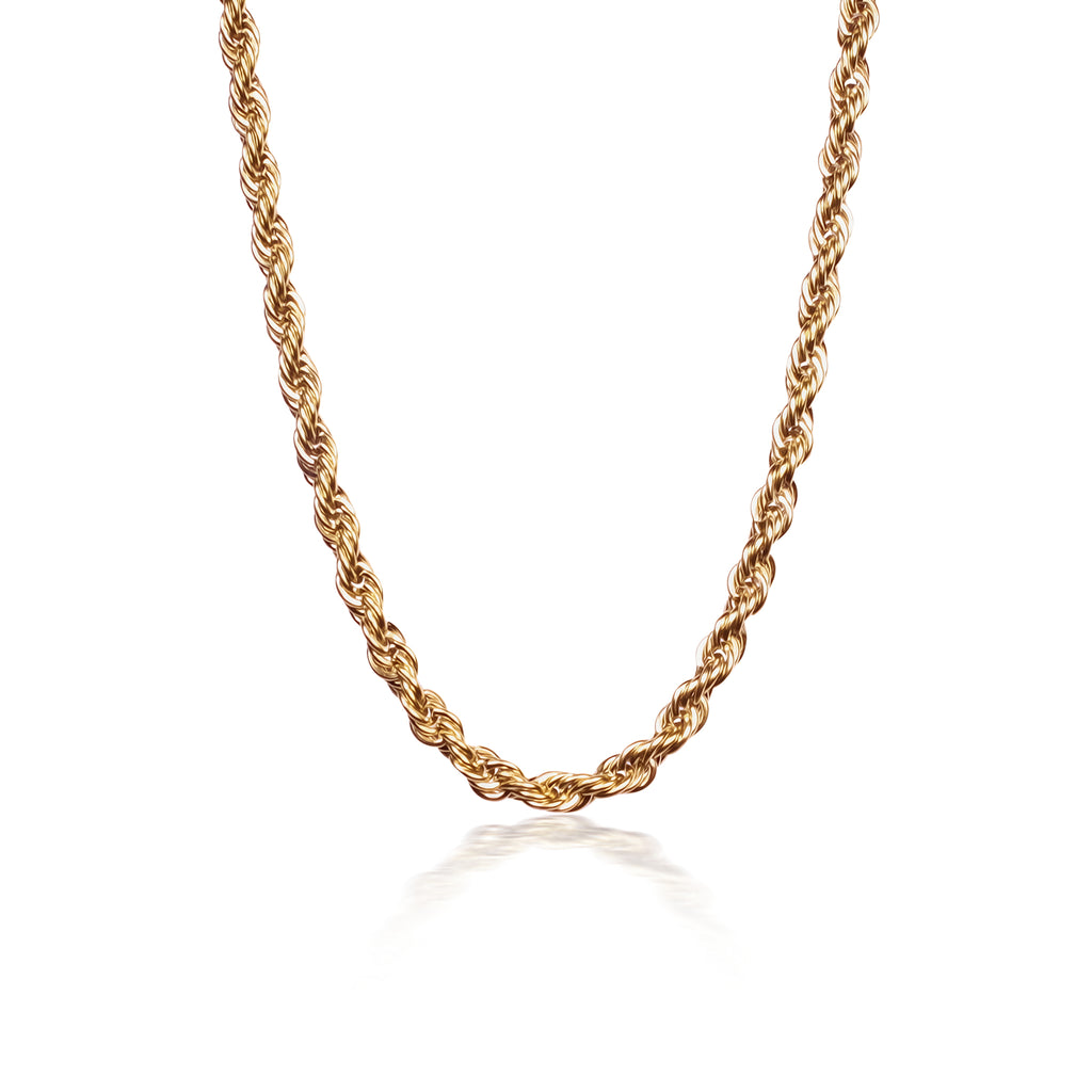 18k gold plated rope chain in stainless steel