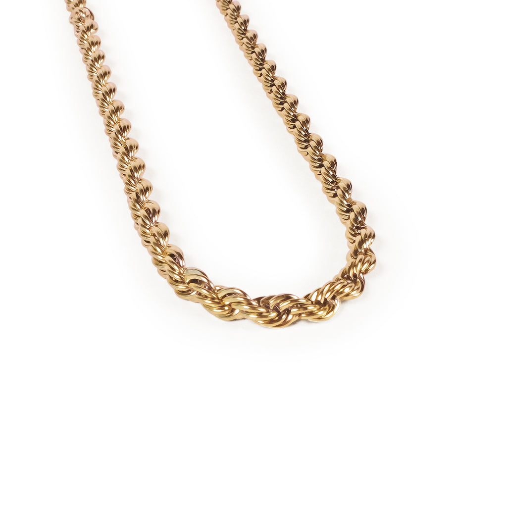 18k gold plated rope chain in stainless steel