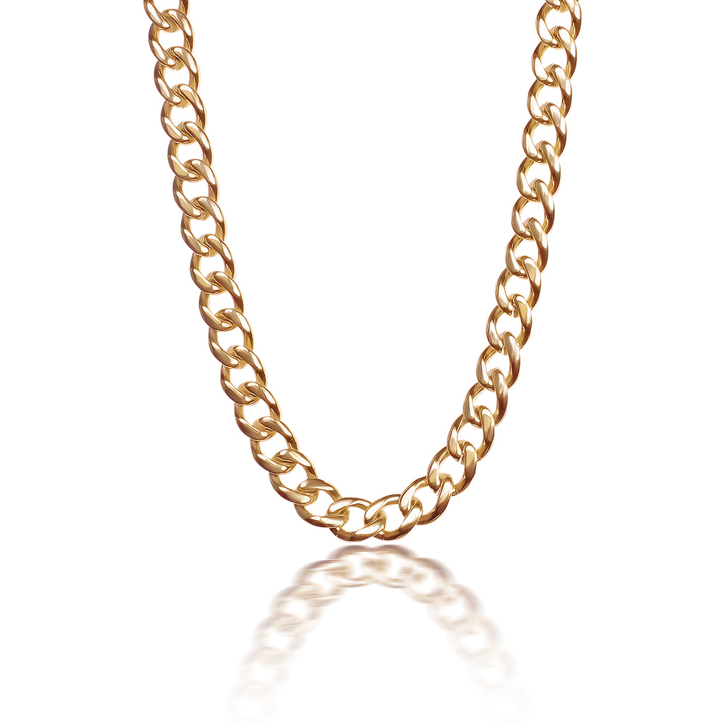 18k gold plated cuban link chain in stainless steel