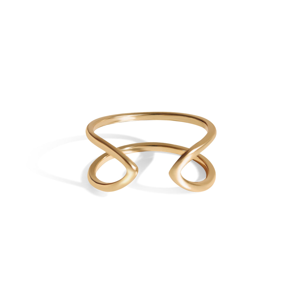 18k gold plated double ribbed ring in 925 sterling silver