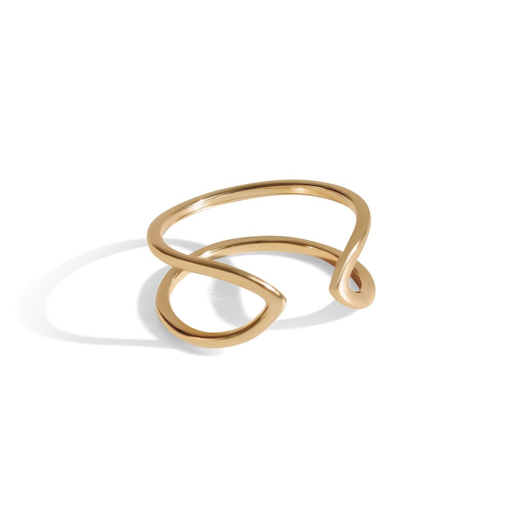 18k gold plated double ribbed ring in 925 sterling silver