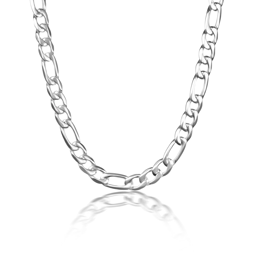 Thick silver Figaro chain necklace in stainless steel.