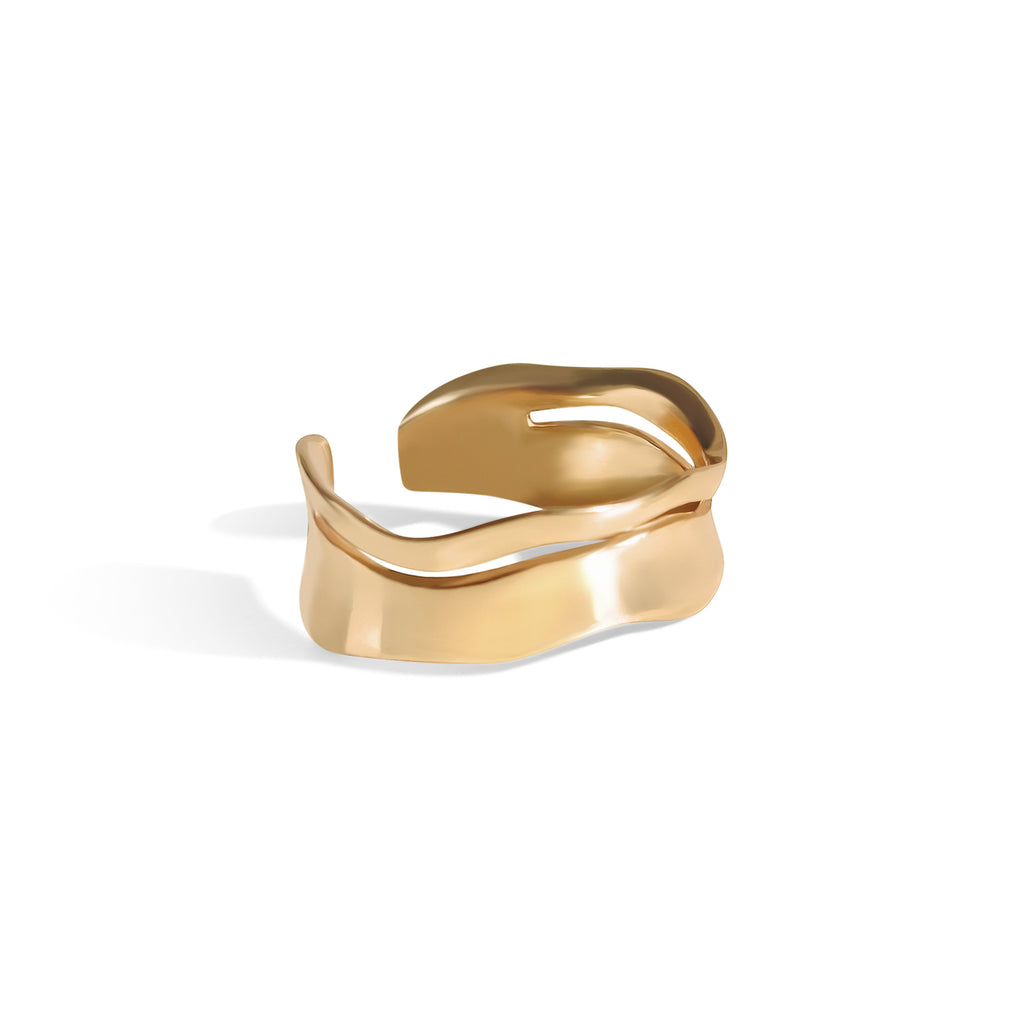 18k gold plated irregular and adjustable ring in 925 sterling silver.