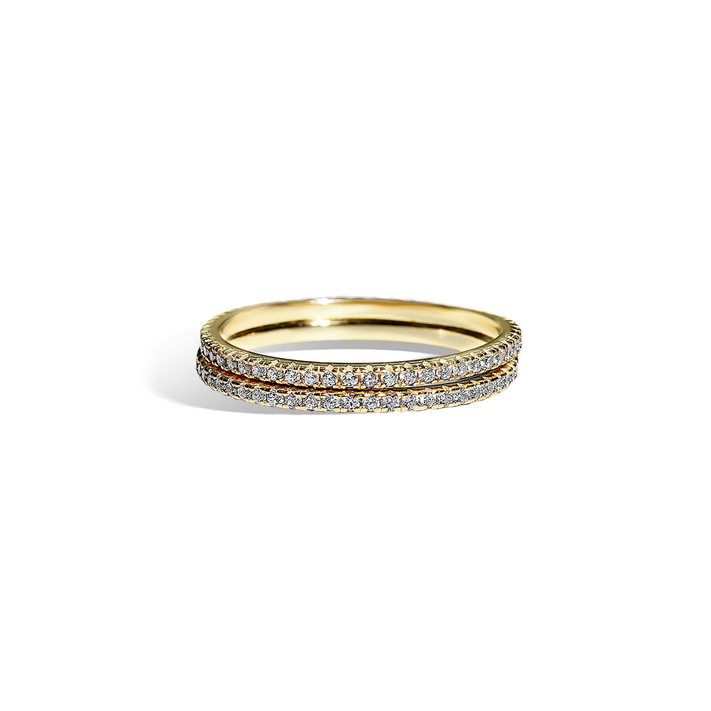 18k gold plated ring, infinity ring, pave ring, gold pave ring, hypoallergenic ring