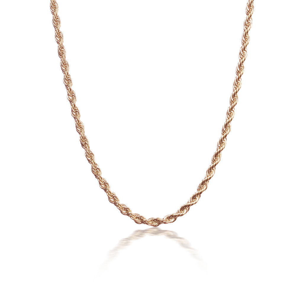 18k gold plated rope chain in stainless steel. 