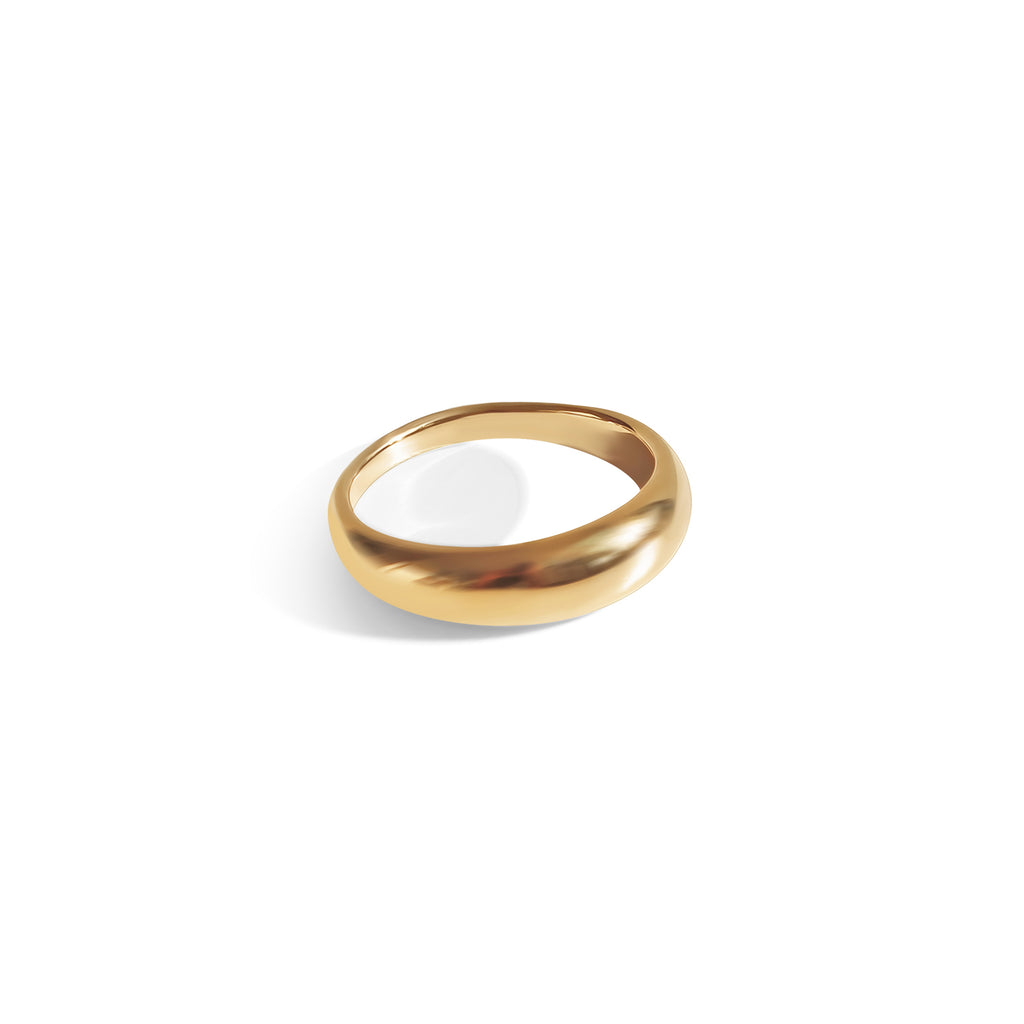 18k gold plated thin dome ring in stainless steel. 