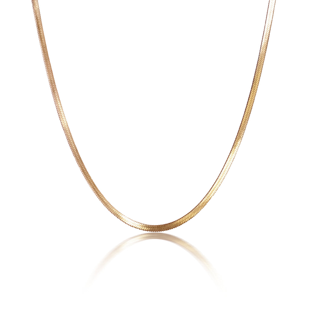 18k gold plated snake chain in stainless steel.